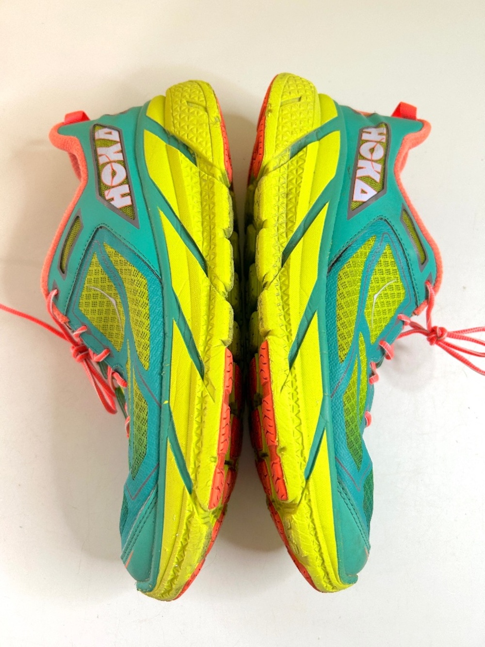HOKA Clifton Women’s Running Sneakers Green And Orange - Picture 7 of 10